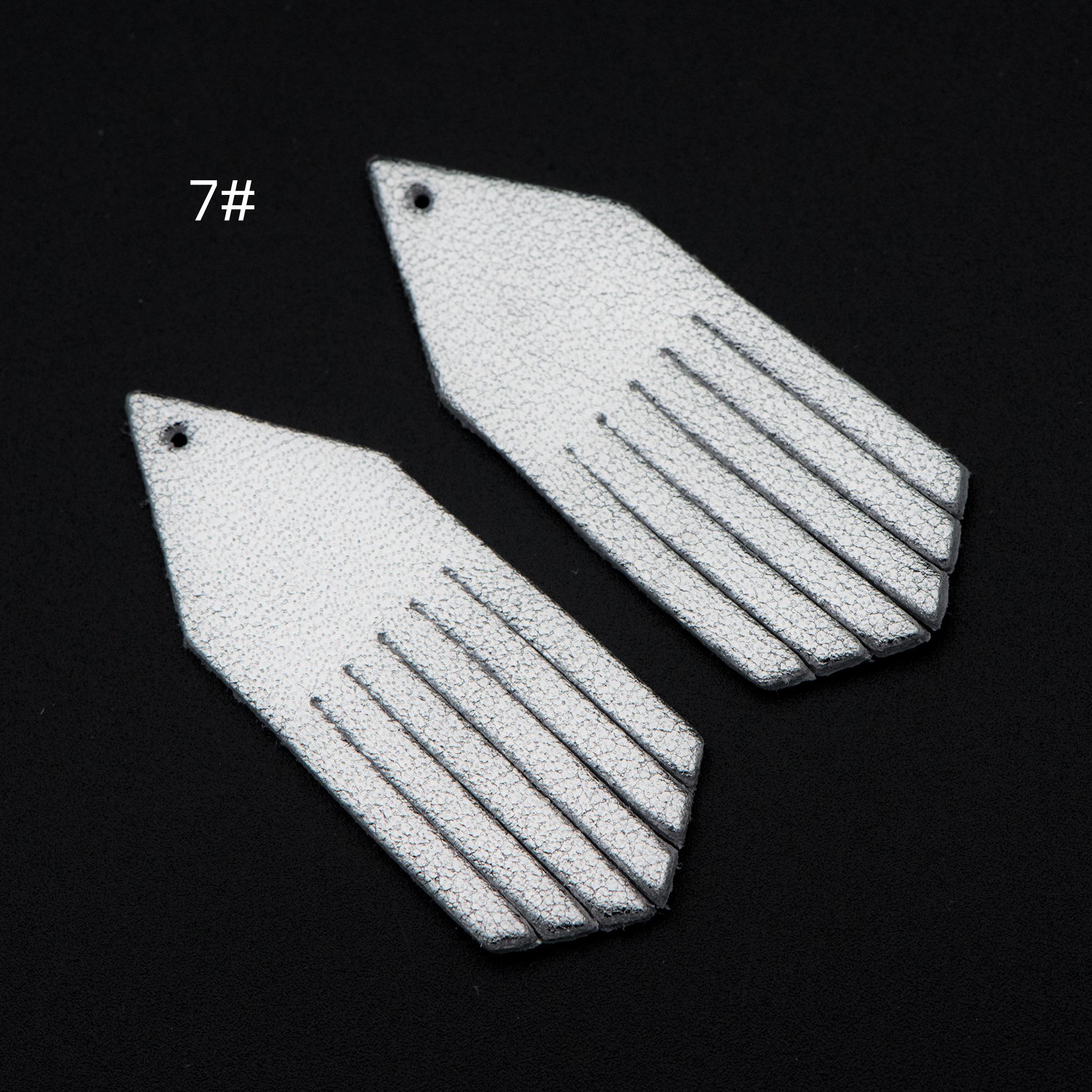 4pcs Genuine Leather Tassel Charm Pendants, Leather Earring Component Findings, (FB-065)